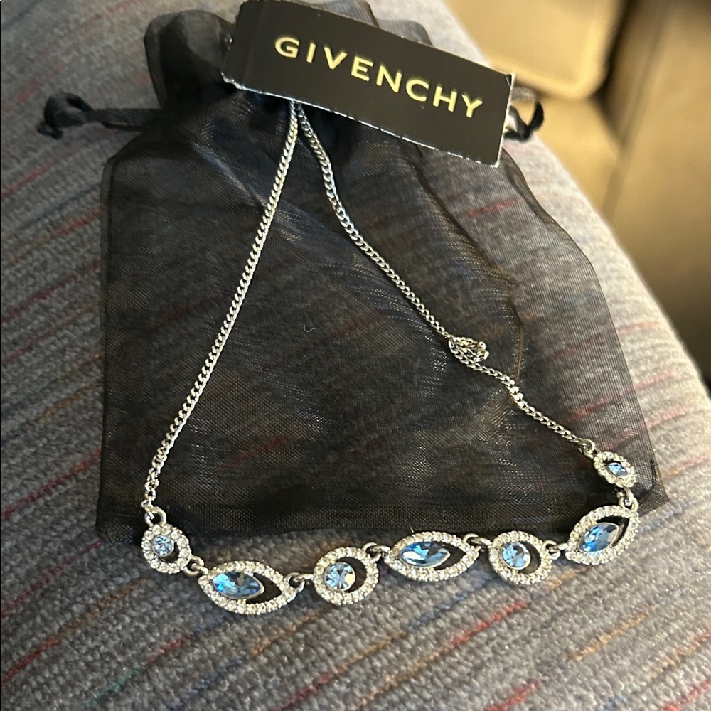 Givenchy Silver Necklace with Blue Accents